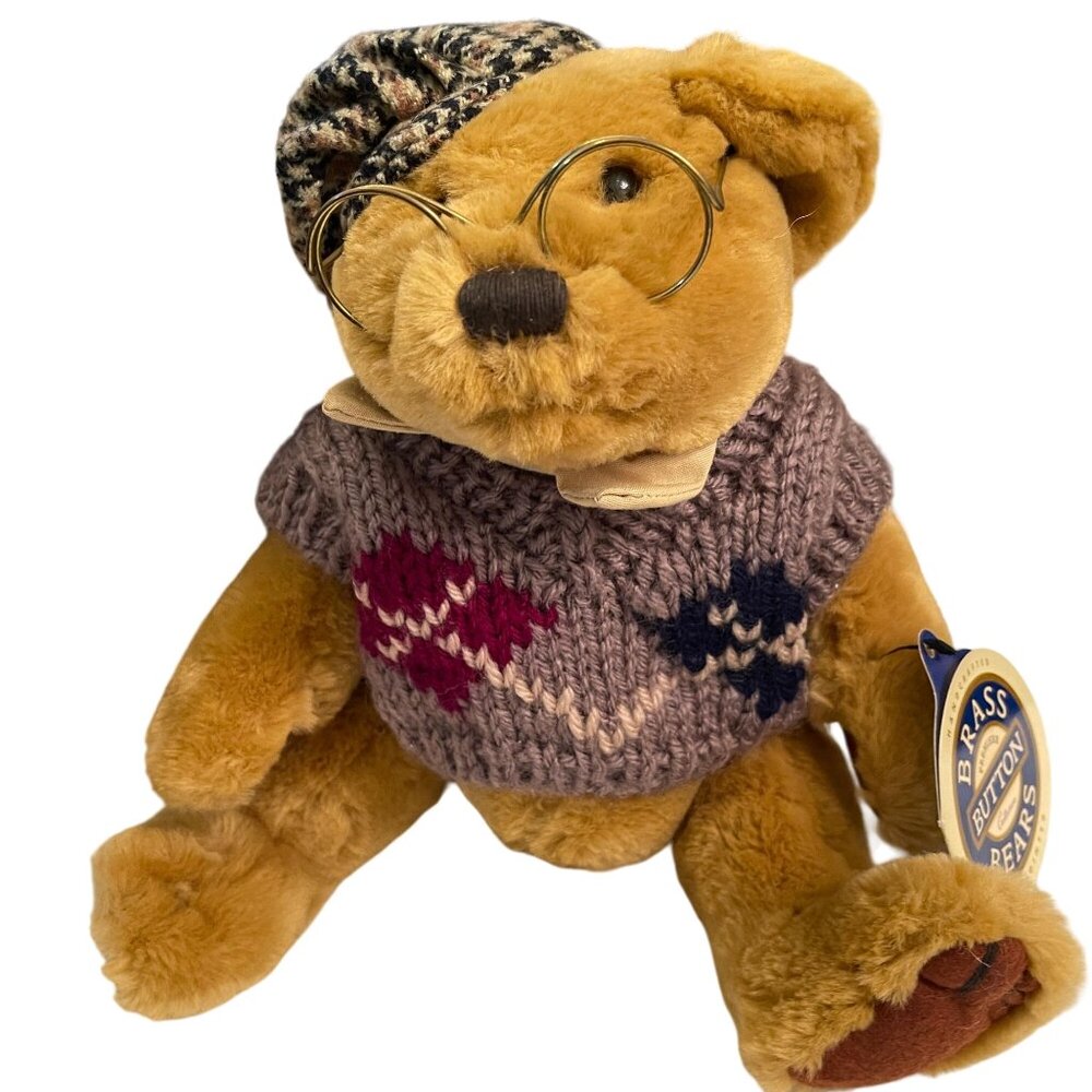 Pickford Bears Sherwood with Glasses Brass Button 8" Plush (Pre-owned)
